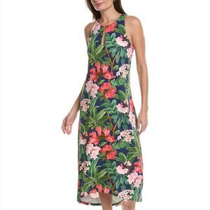 Tommy Bahama Jasmina Faraway Blooms Maxi Dress blue tropical print sz M